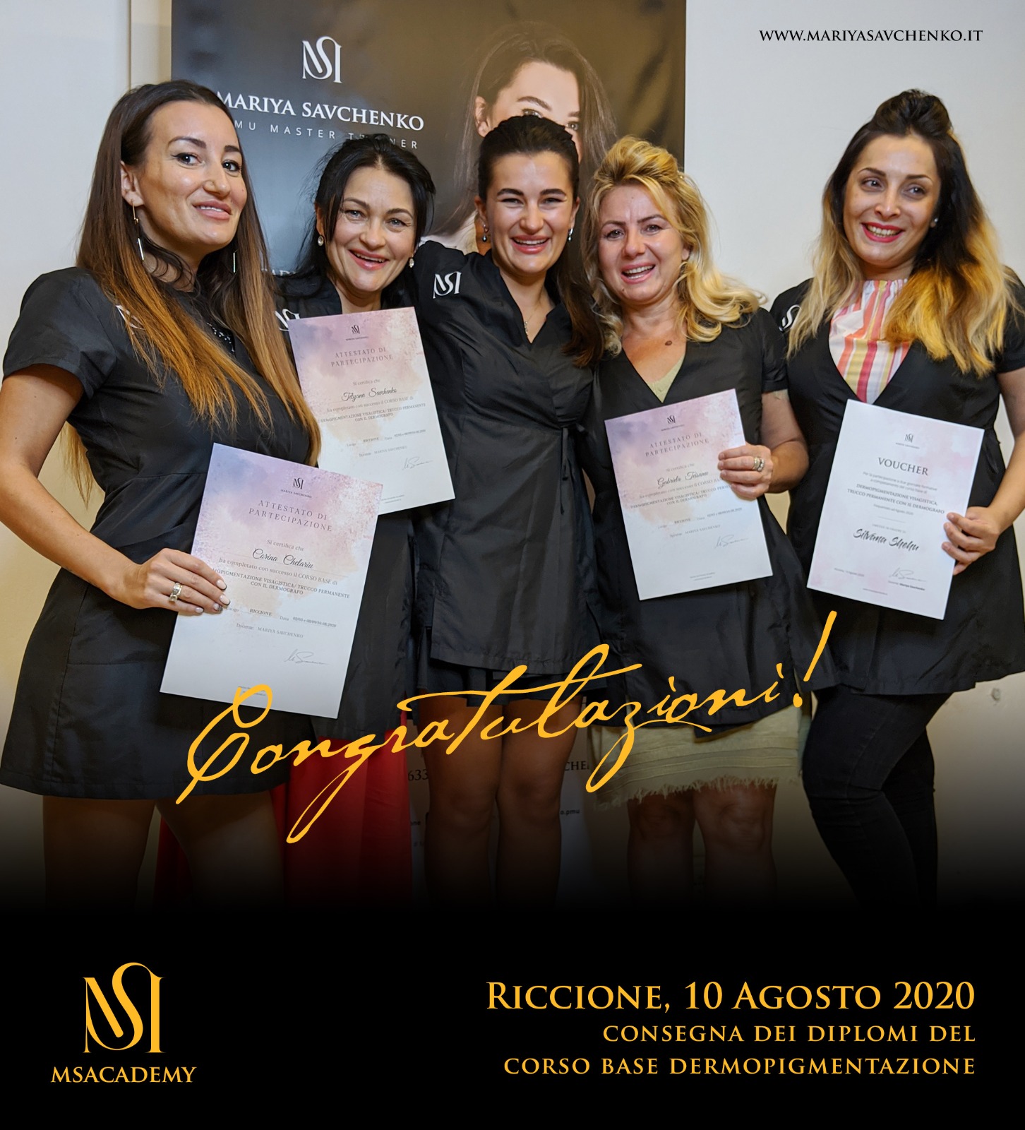 Consegna attestato corso trucco permanente (Riccione, Agosto 2020)