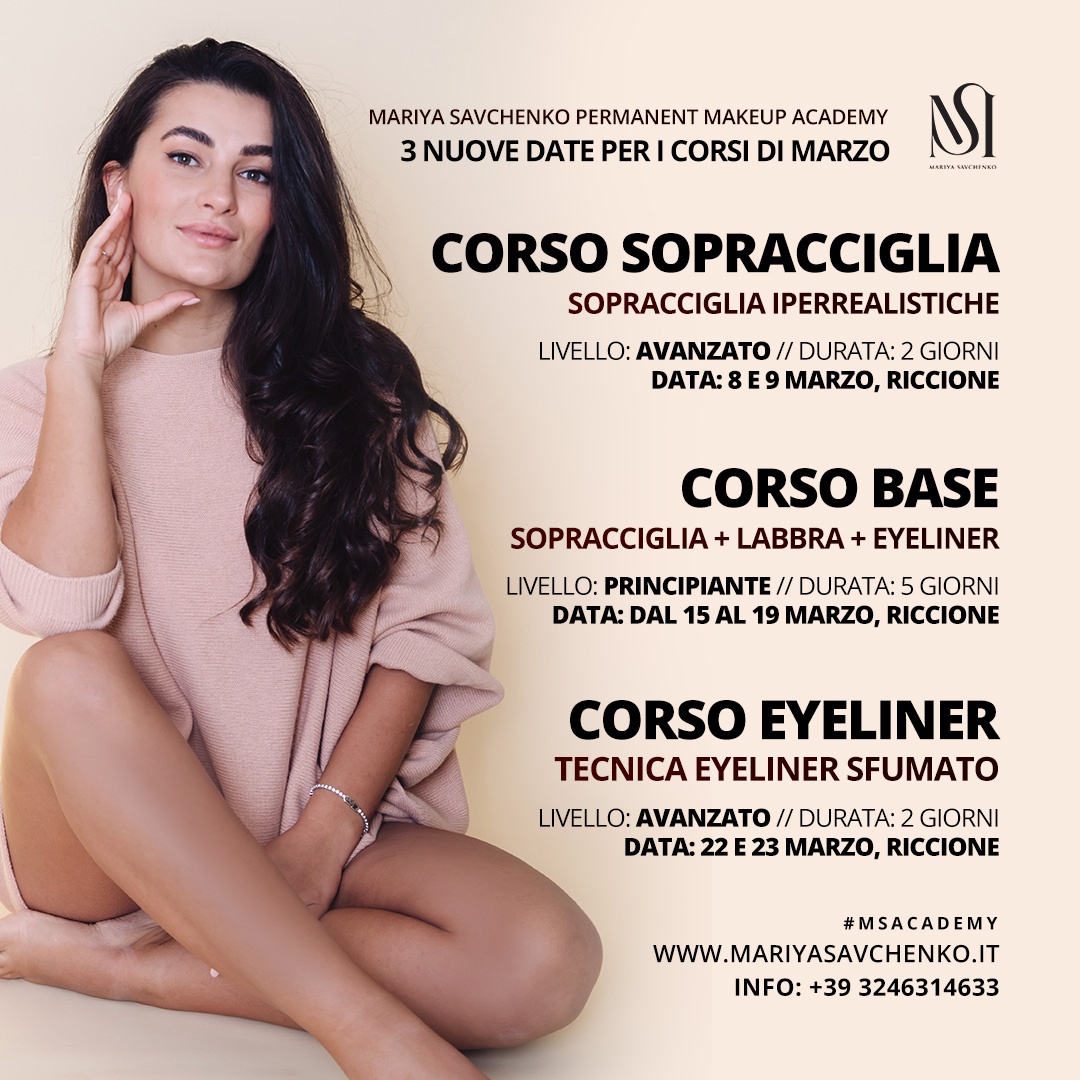 Calendario corsi Marzo trucco permanente